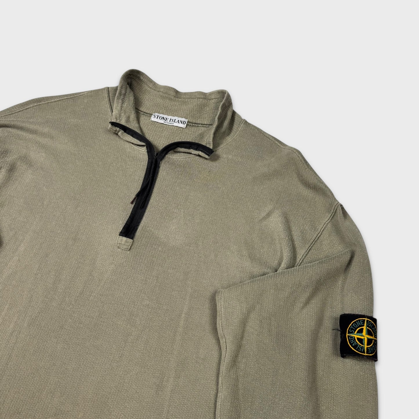 Stone Island Khaki Quarter Zip Sweatshirt XXL