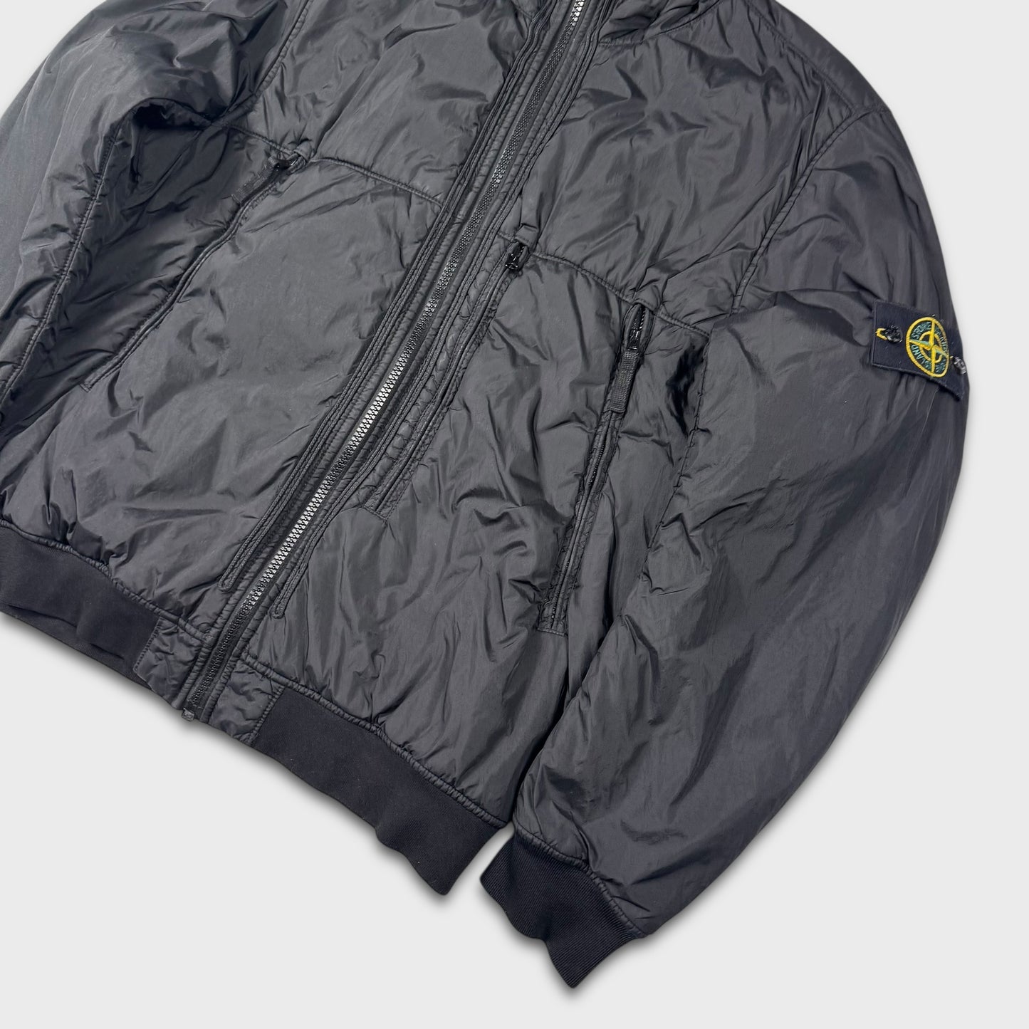 Stone Island Black Crinkle Reps NY Hooded Jacket XXL