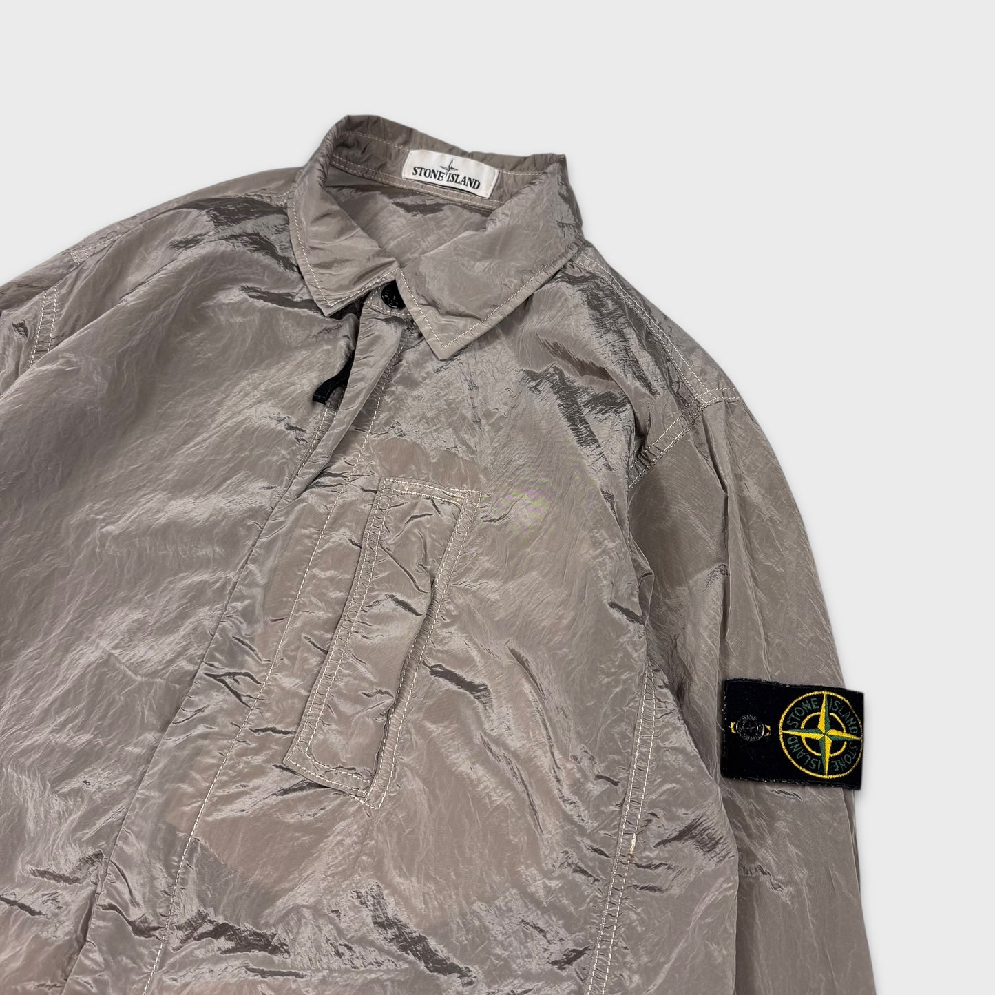 Stone Island Silver Nylon Metal Overshirt L