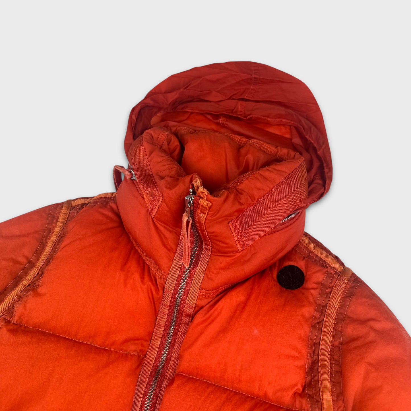 Stone Island Orange Opaque Nylon Goose Down Jacket L