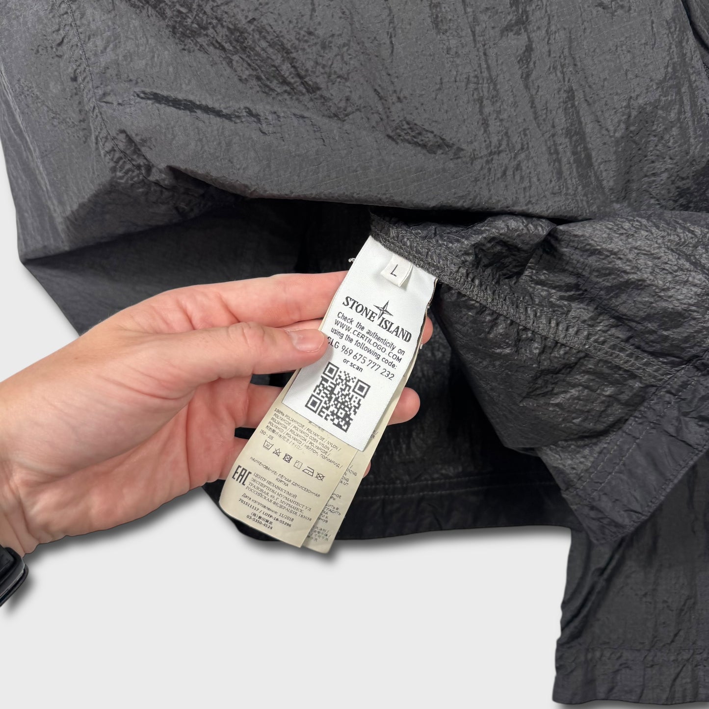 Stone Island Black Nylon Metal Ripstop Overshirt L