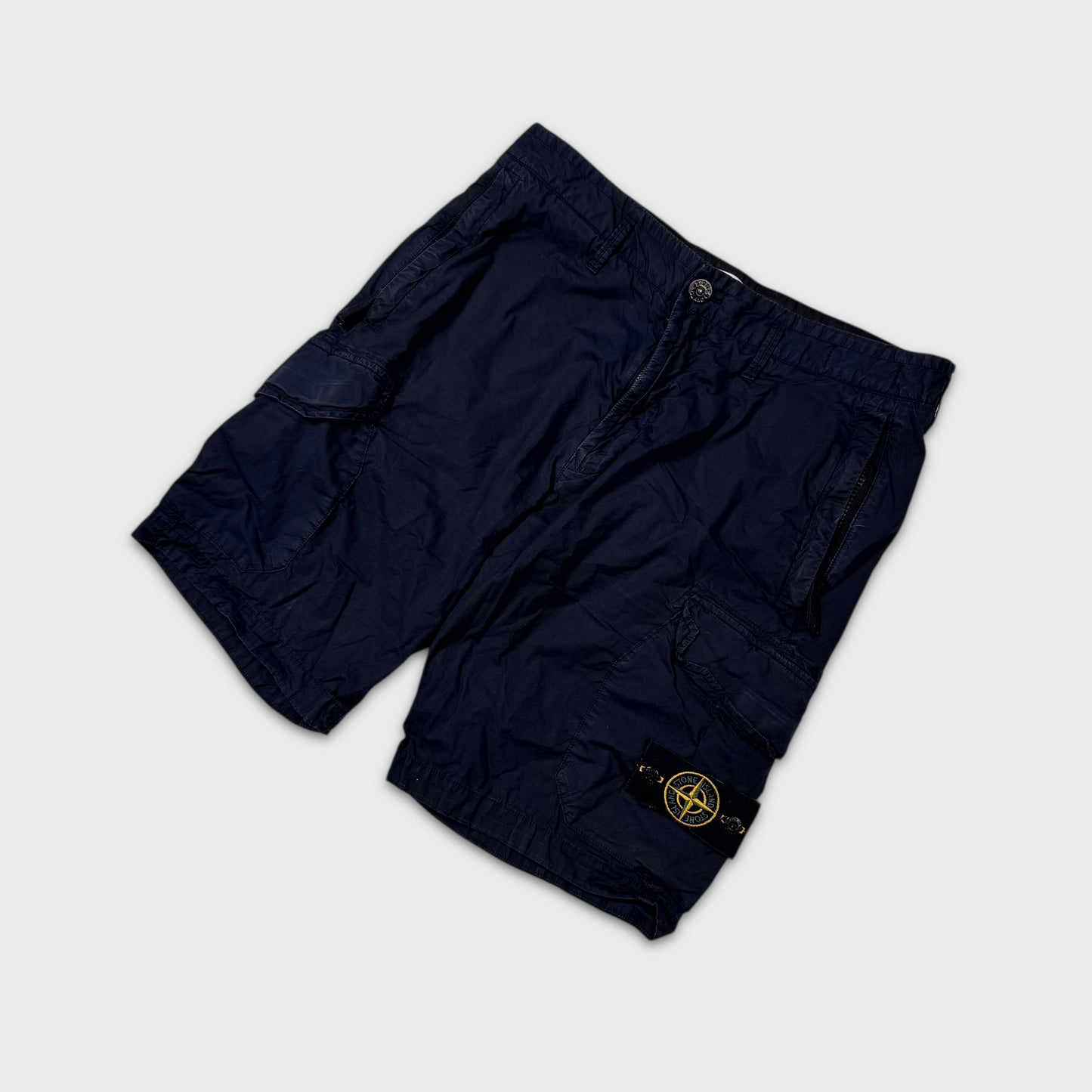 Stone Island Navy Tela Cargo Shorts W32