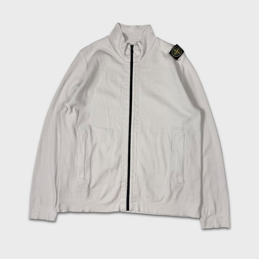 Stone Island White Full Zip Shoulder Badge Sweatshirt 3XL