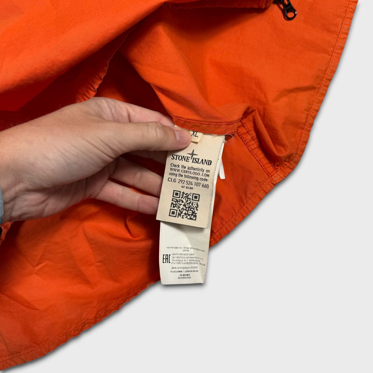 Stone Island Orange Full Zip Overshirt XL