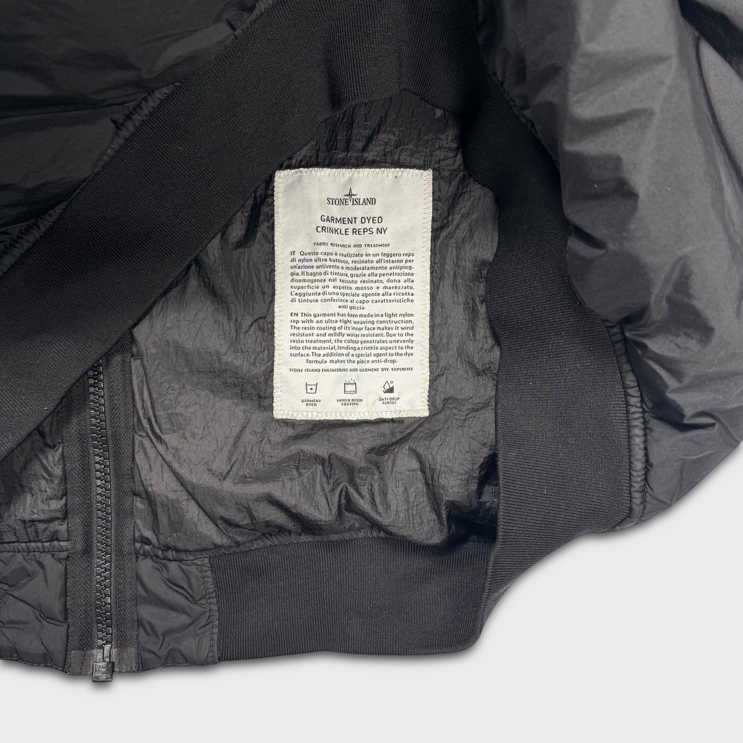 Stone Island Black Crinkle Reps NY Hooded Jacket XXL