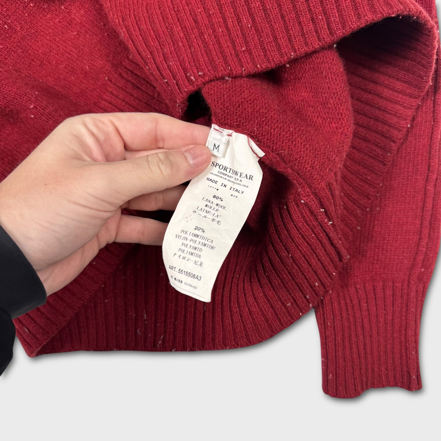 Stone Island Cherry Red Quarter Button Jumper M