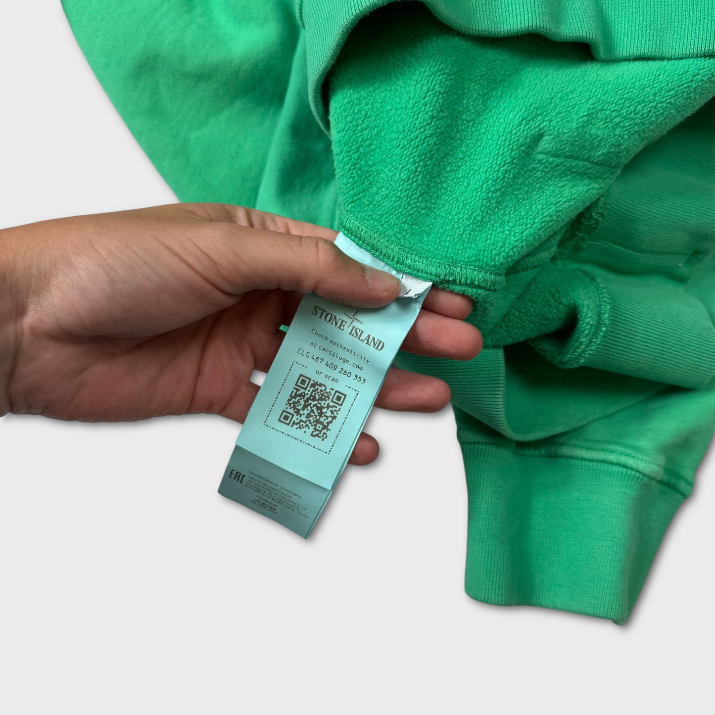 Stone Island Green Pullover Hoodie L