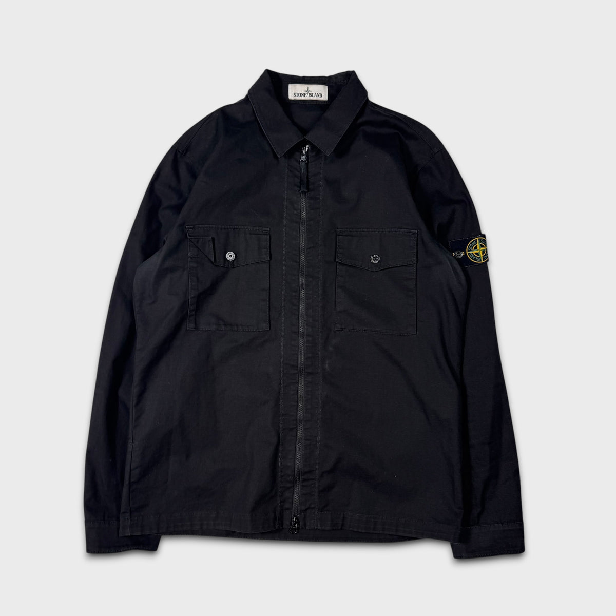 Stone Island Black Full Zip Overshirt M