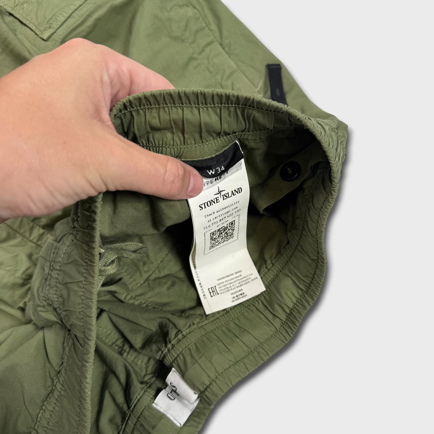 Stone Island Olive Tela Cargo Pants W34