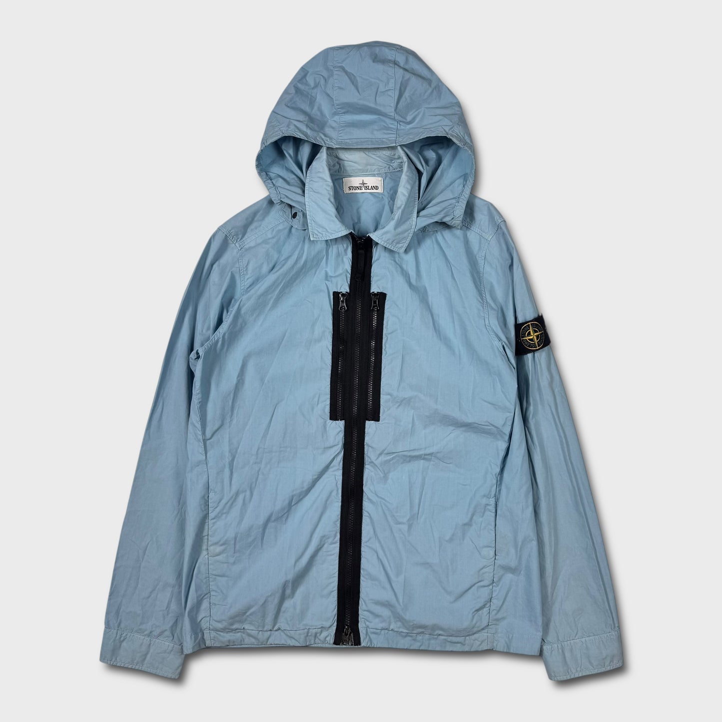 Stone Island Baby Blue Hooded Tela Overshirt Jacket L