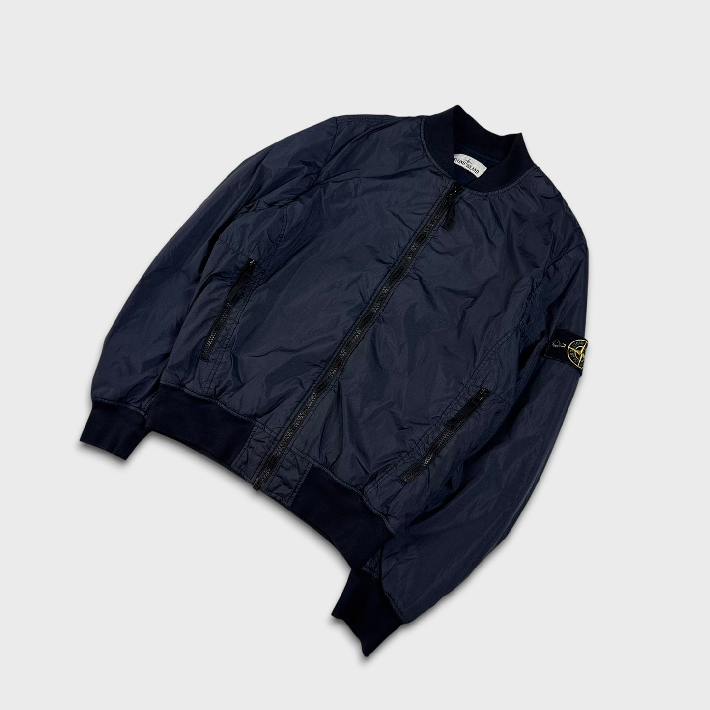Stone Island Garment Dyed Navy Crinkle Reps NY Bomber Jacket M