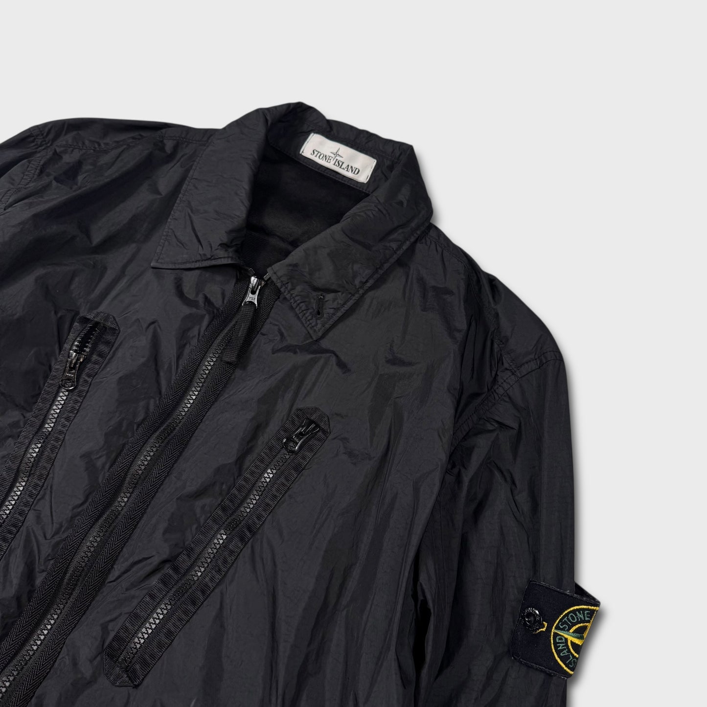 Stone Island Black Crinkle Reps Overshirt Jacket L