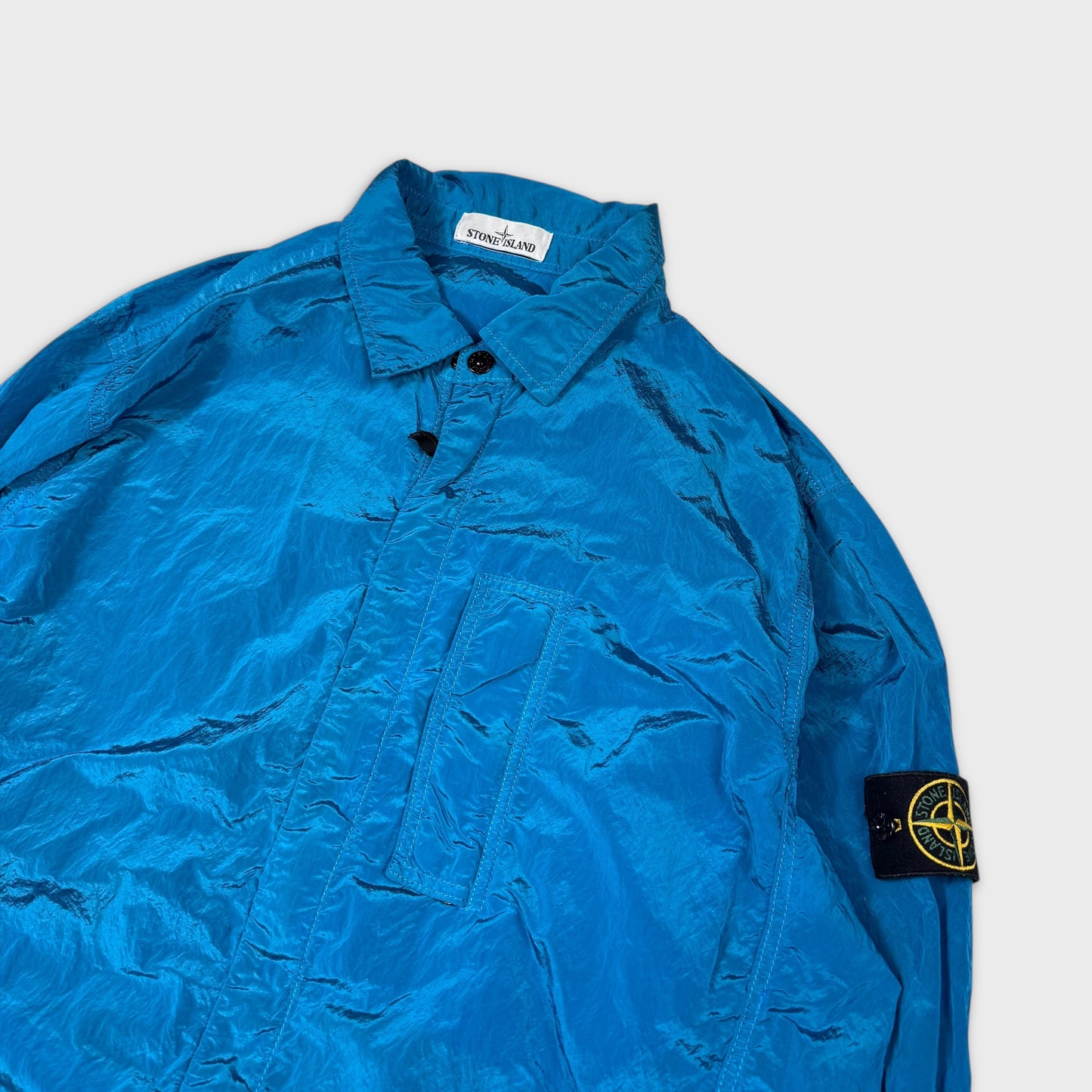 Stone Island Electric Blue Nylon Metal Overshirt XXL