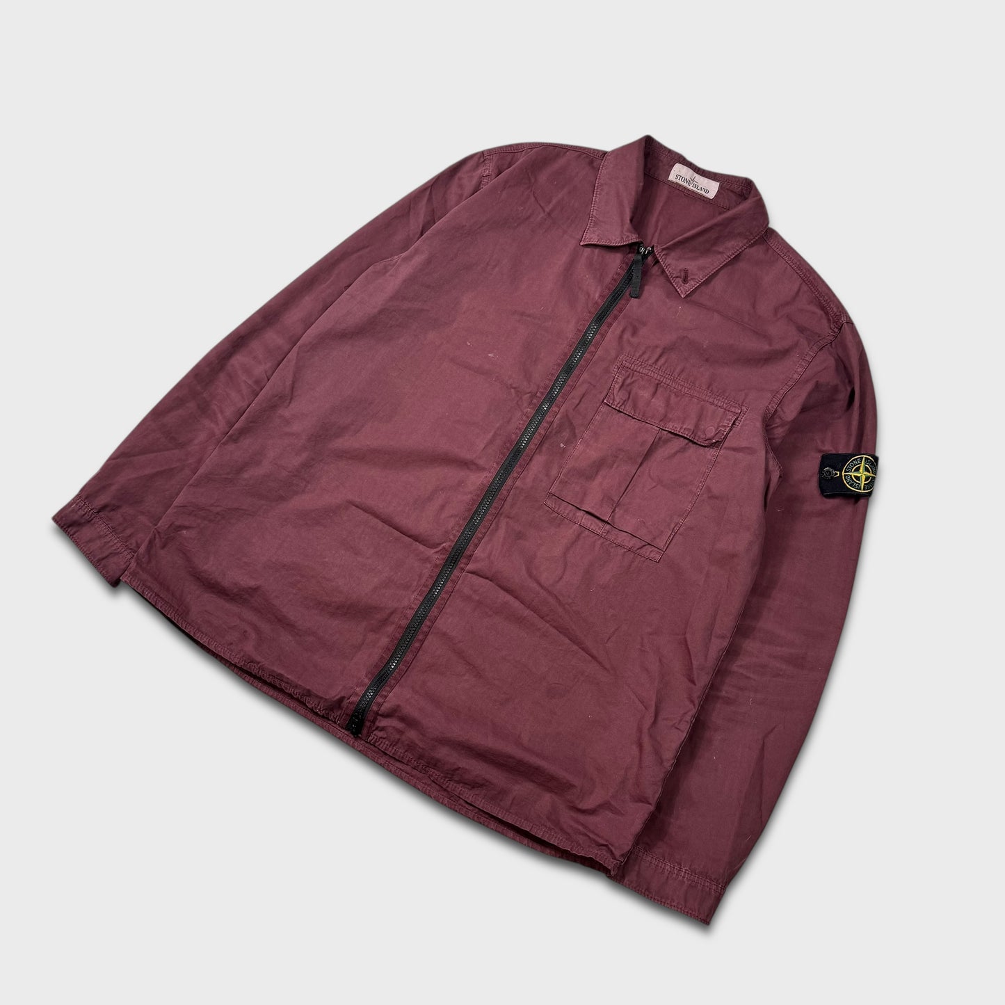 Stone Island Burgundy Full Zip Overshirt XXL