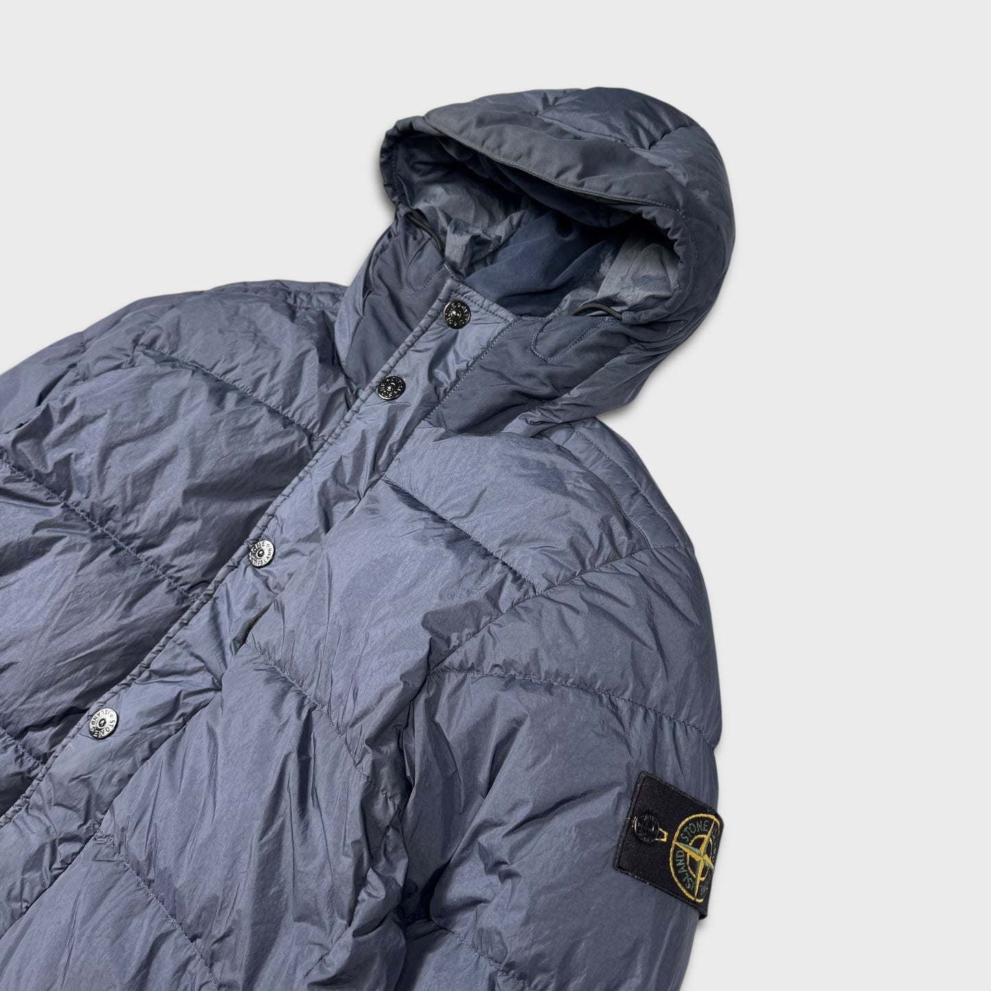 Stone Island Navy Garment Dyed Crinkle Reps Down-NY Jacket L