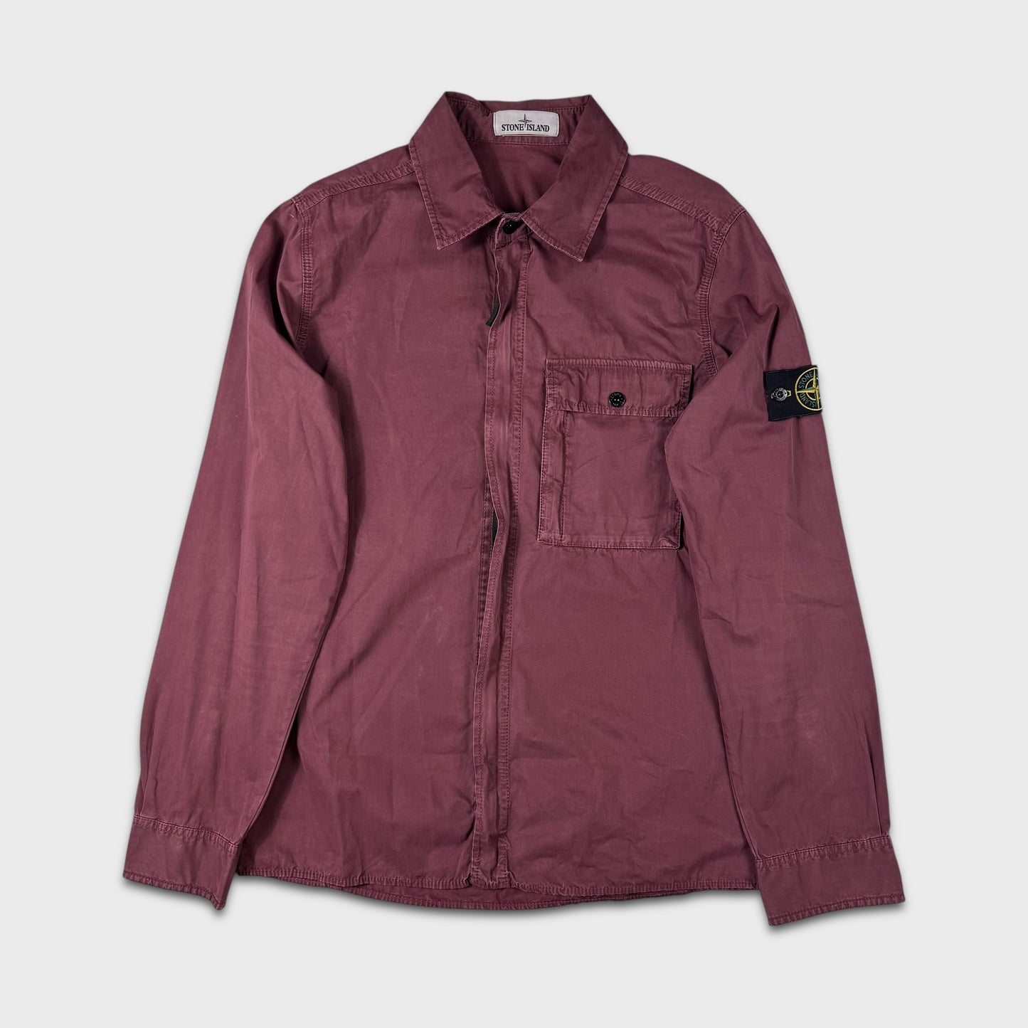 Stone Island Burgundy Full Zip Overshirt Jacket L