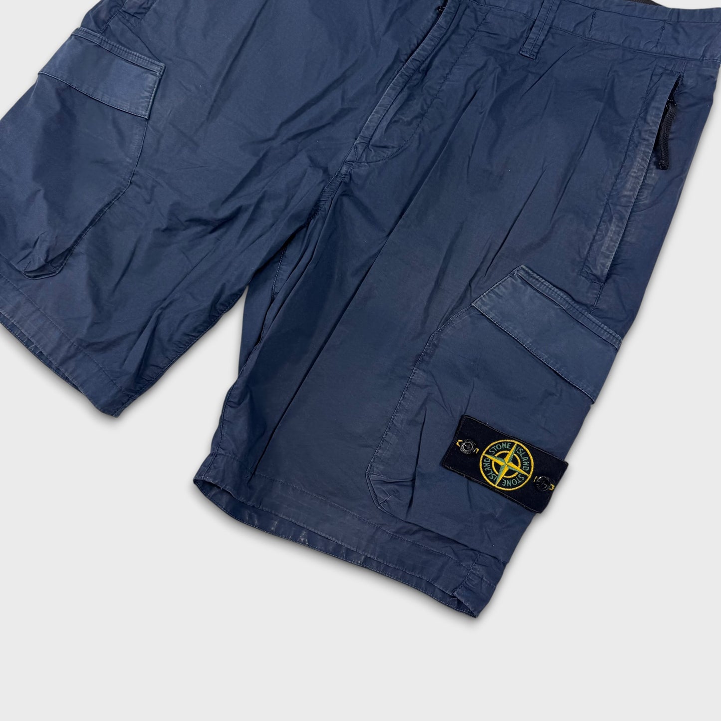 Stone Island Navy Tela Cargo Shorts W34