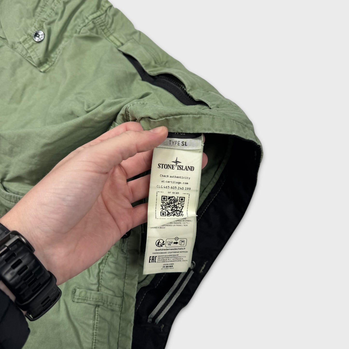 Stone Island Green Cargo Shorts W32