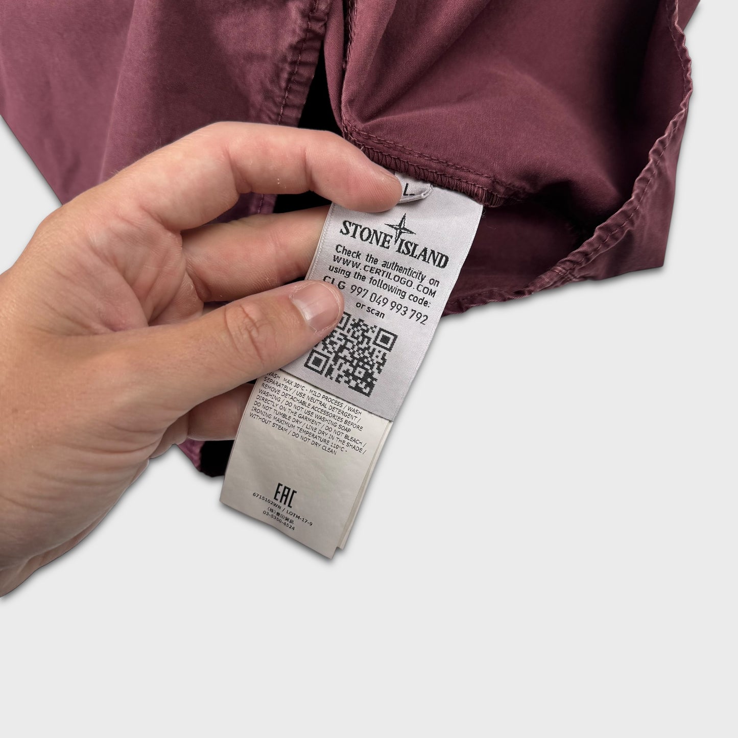 Stone Island Burgundy Full Zip Overshirt Jacket L