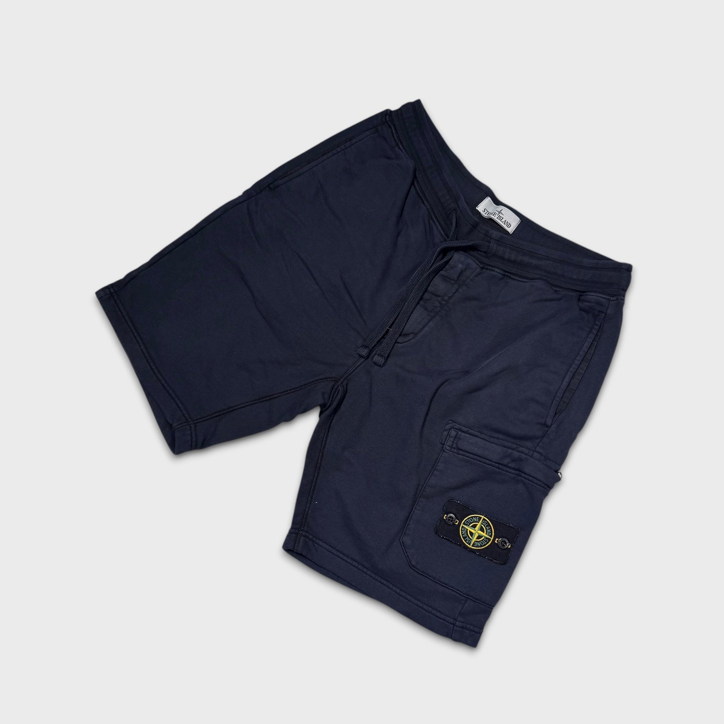 Stone Island Navy Cotton Badge Shorts M
