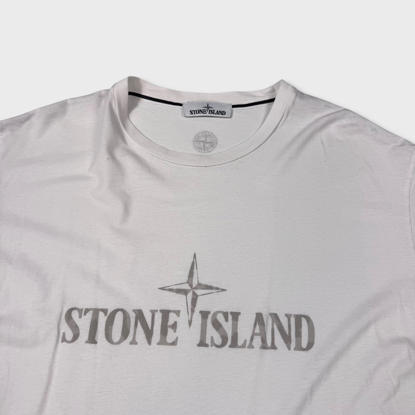 Stone Island White Spellout T-Shirt XXL
