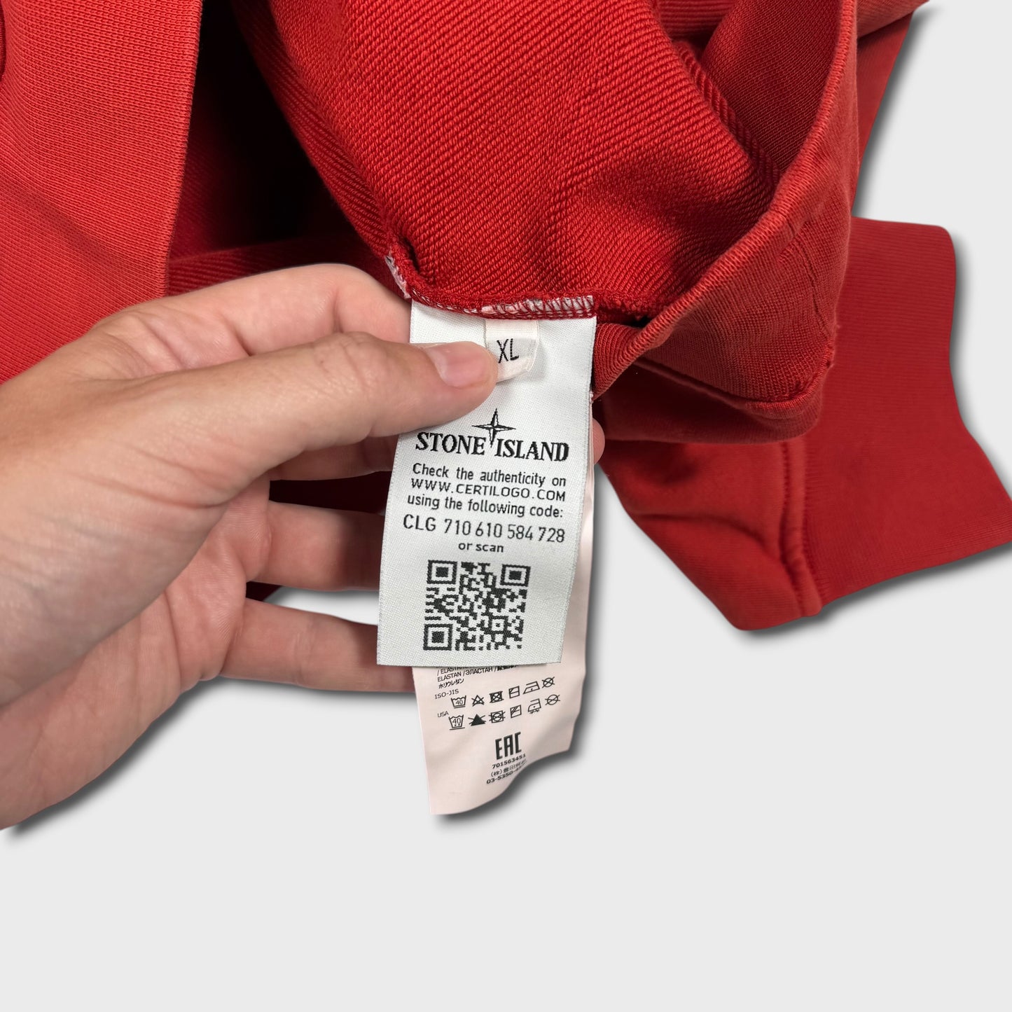 Stone Island Panelled Red Crewneck XL