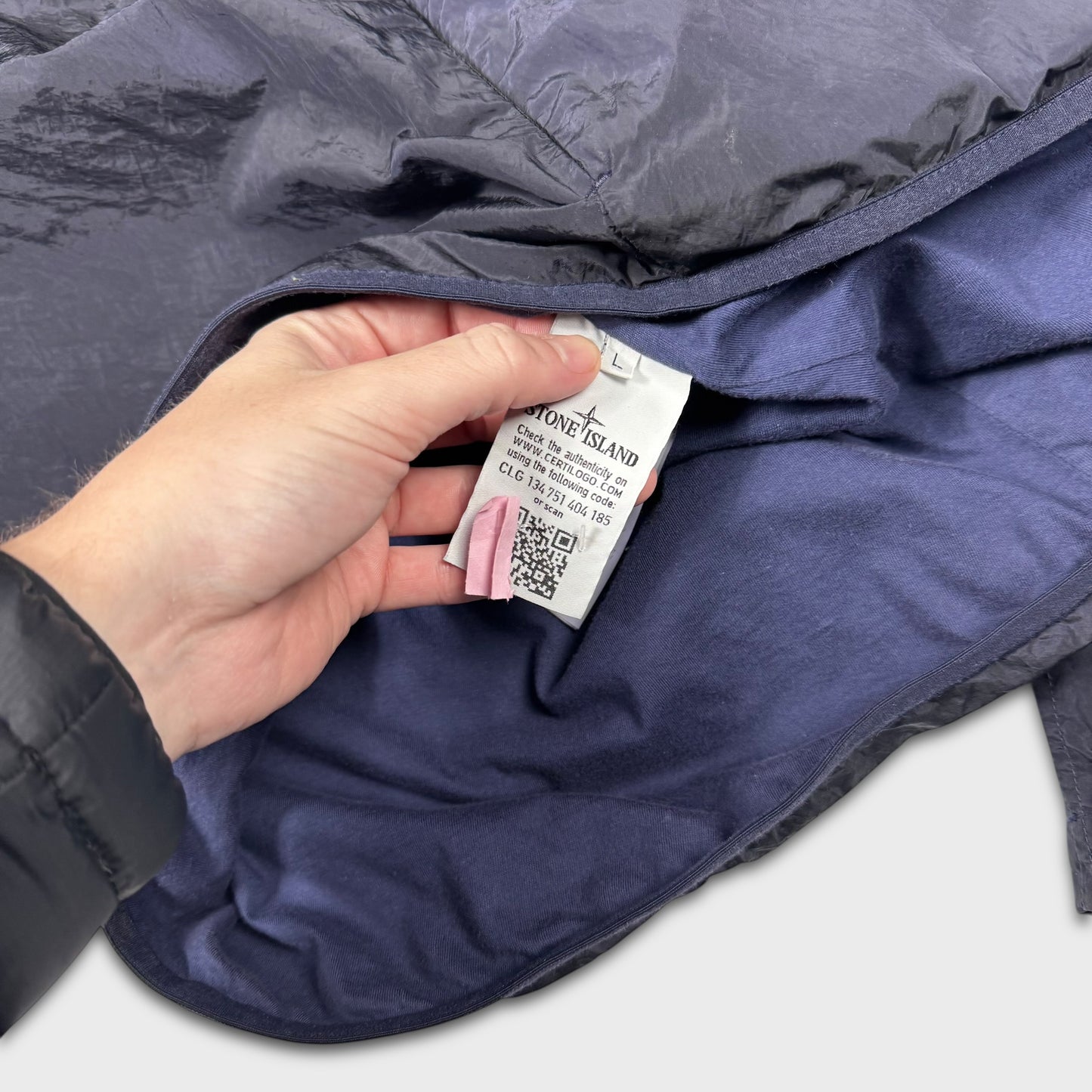 Stone Island Navy Lined Nylon Metal Overshirt Jacket L