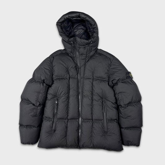 Stone Island Black Seam Faded Light Nylon Tela Down Puffer Jacket L