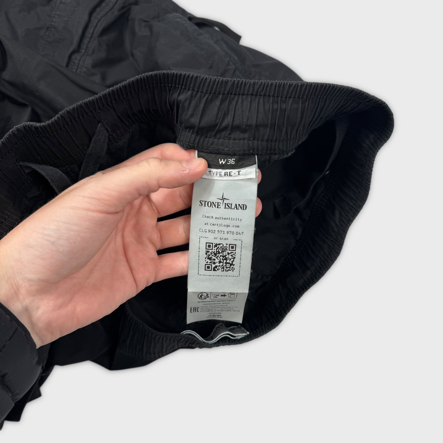 Stone Island Black Tela Cargo Pants W36