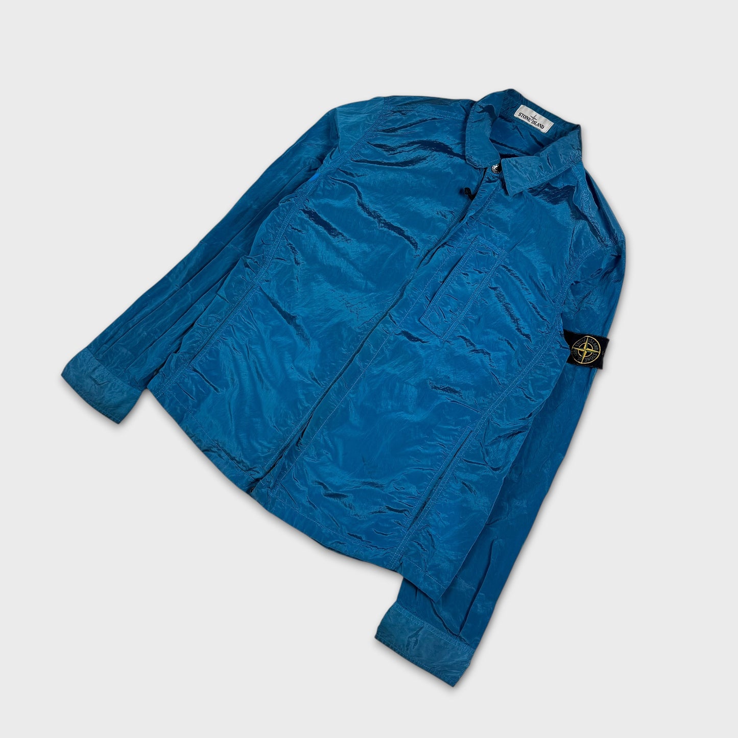 Stone Island Electric Blue Nylon Metal Overshirt L