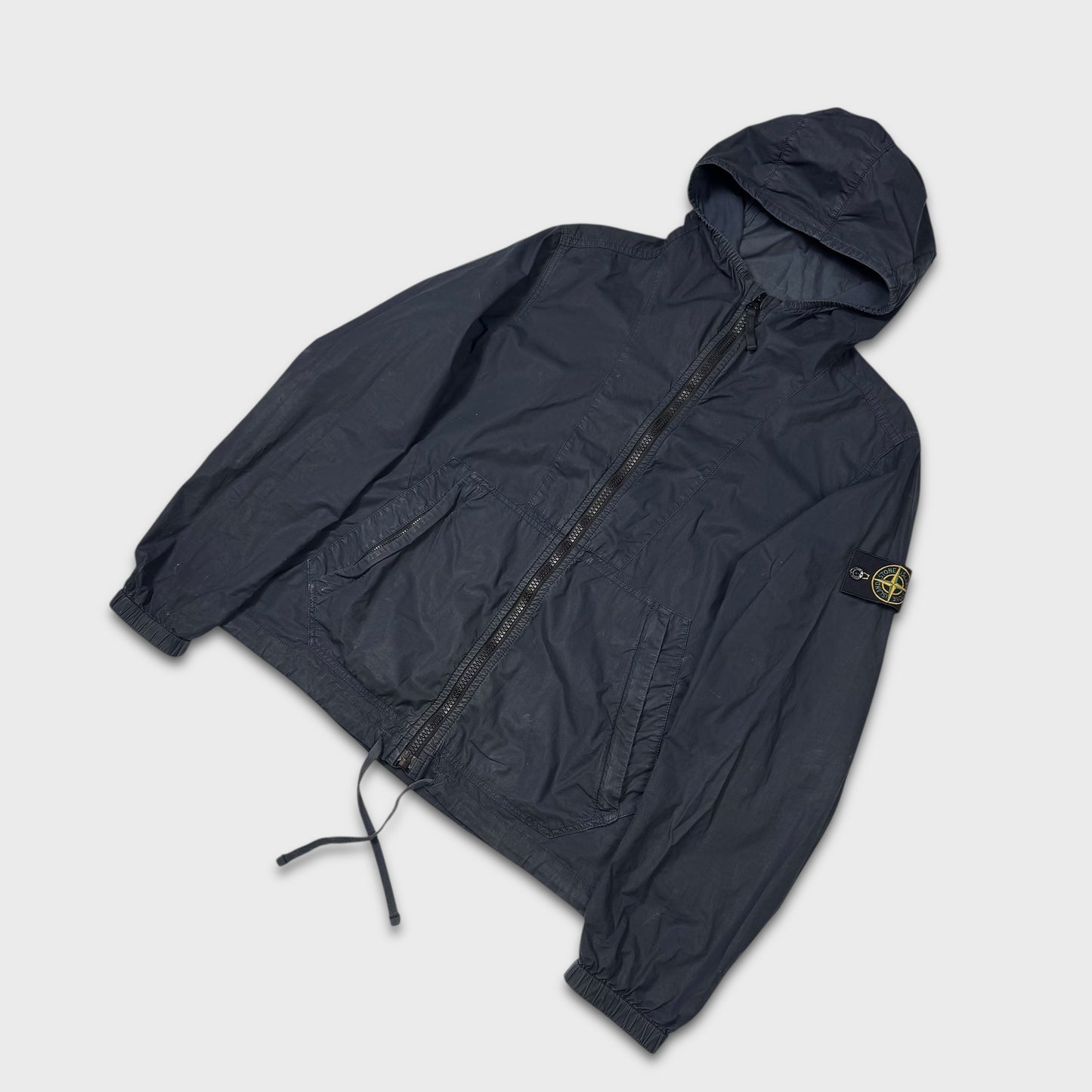 Stone Island Navy Hooded Tela Parachute Jacket L