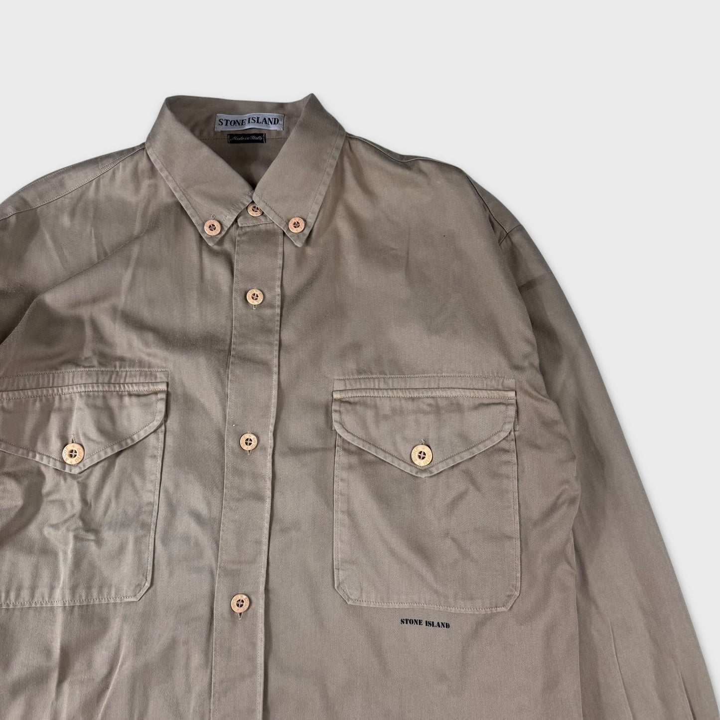 Stone Island 90’s Brushed Cotton Button Shirt L