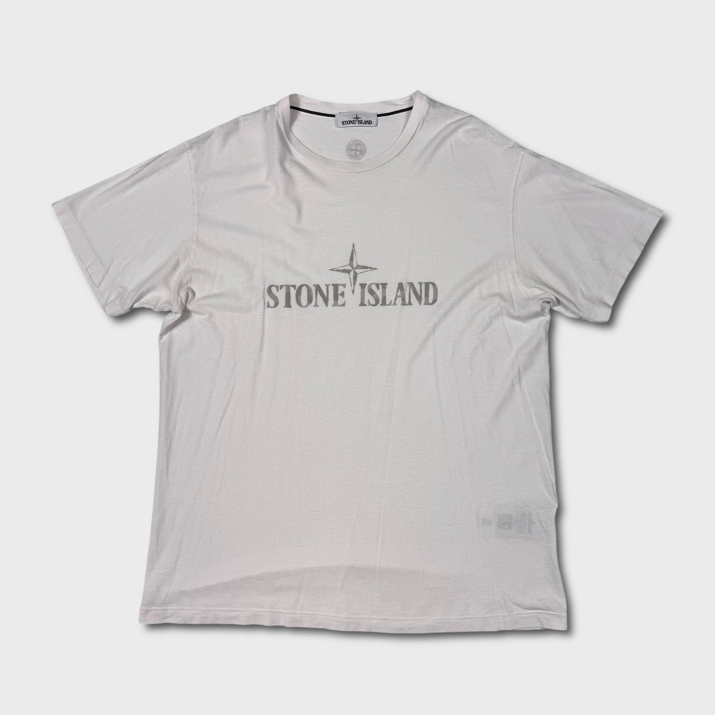 Stone Island White Spellout T-Shirt XXL