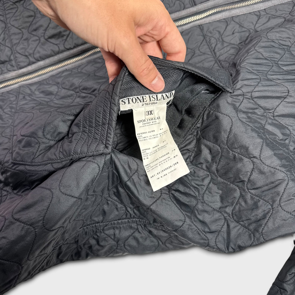 Stone Island Reversible Quilted Wave Pattern Hooded Jacket 3XL