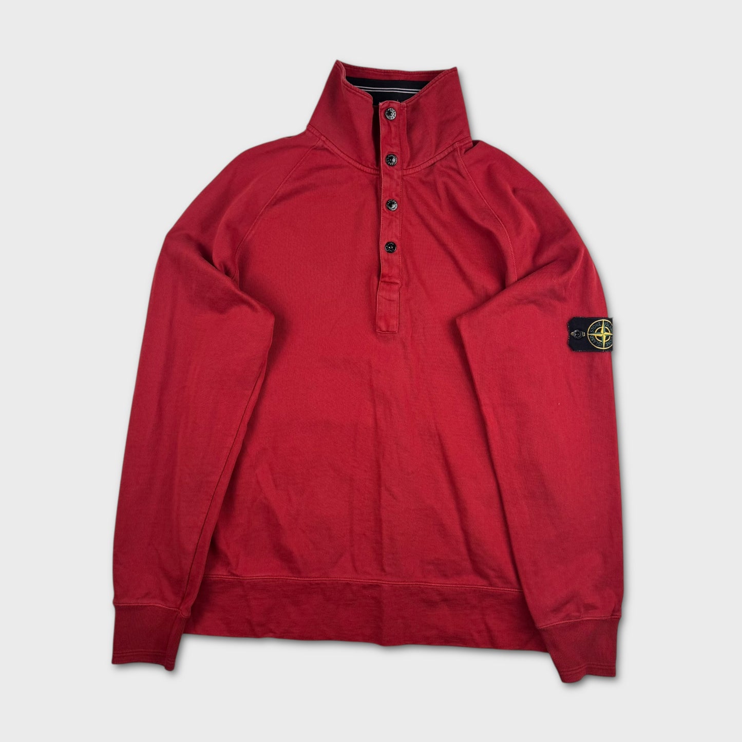 Stone Island Red 1/4 Zip / Button Sweatshirt XL