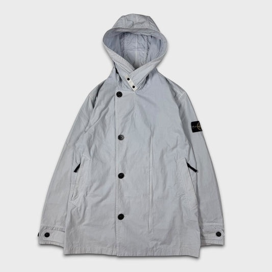 Stone Island Baby Blue Cotton Cordura Hooded Parka Jacket L