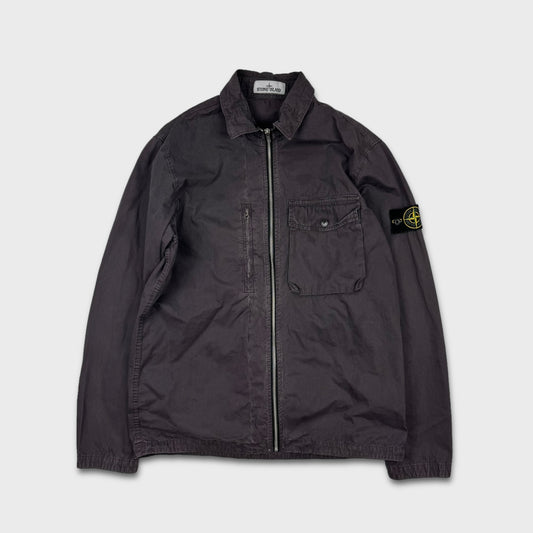 Stone Island Burgundy Full Zip Overshirt L