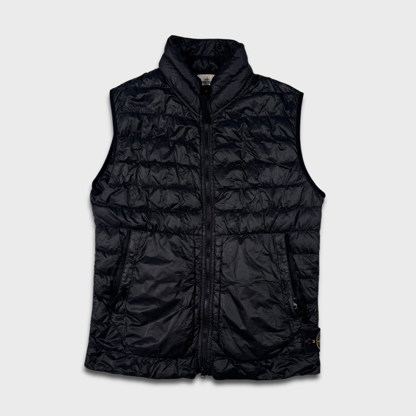 Stone Island Garment Dyed Black Micro Yarn Gilet M