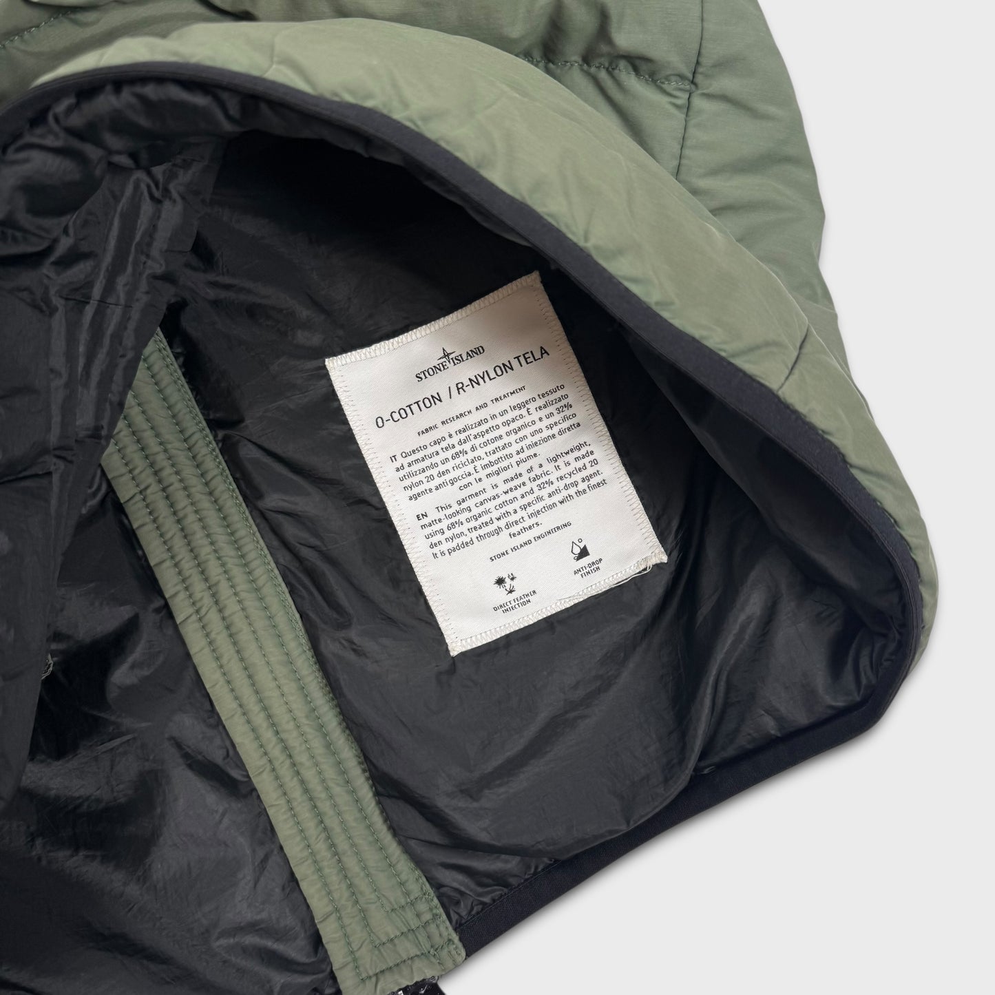 Stone Island Olive Green O-Cotton / R-Nylon Puffer Jacket S