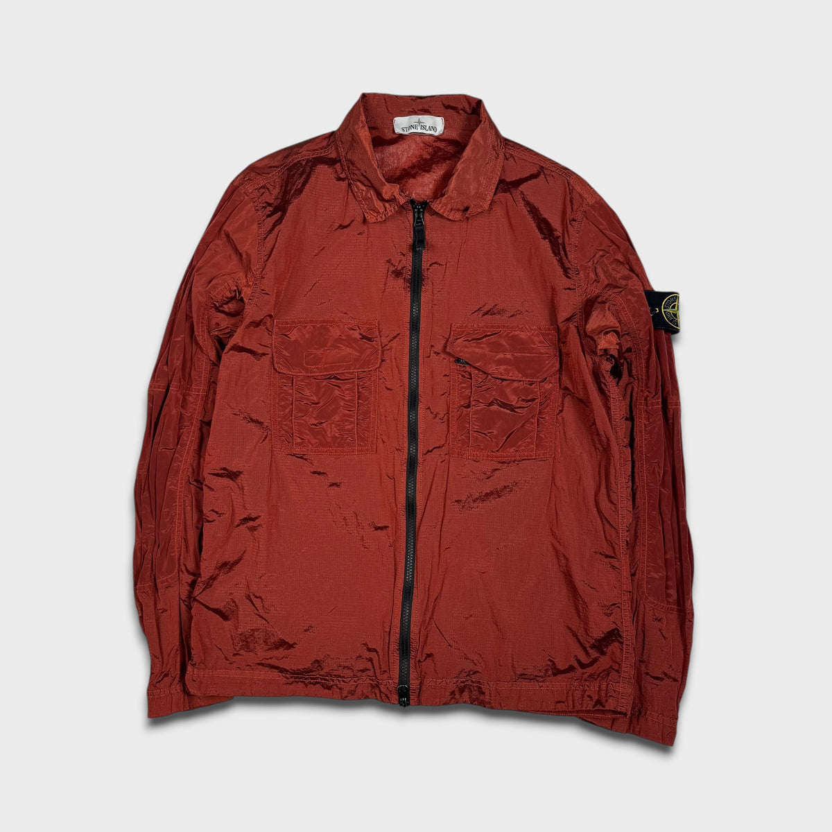 Stone Island Red Nylon Metal Ripstop Overshirt M