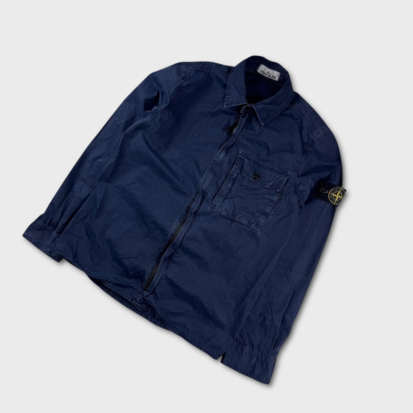 Stone Island Navy Full Zip Overshirt S