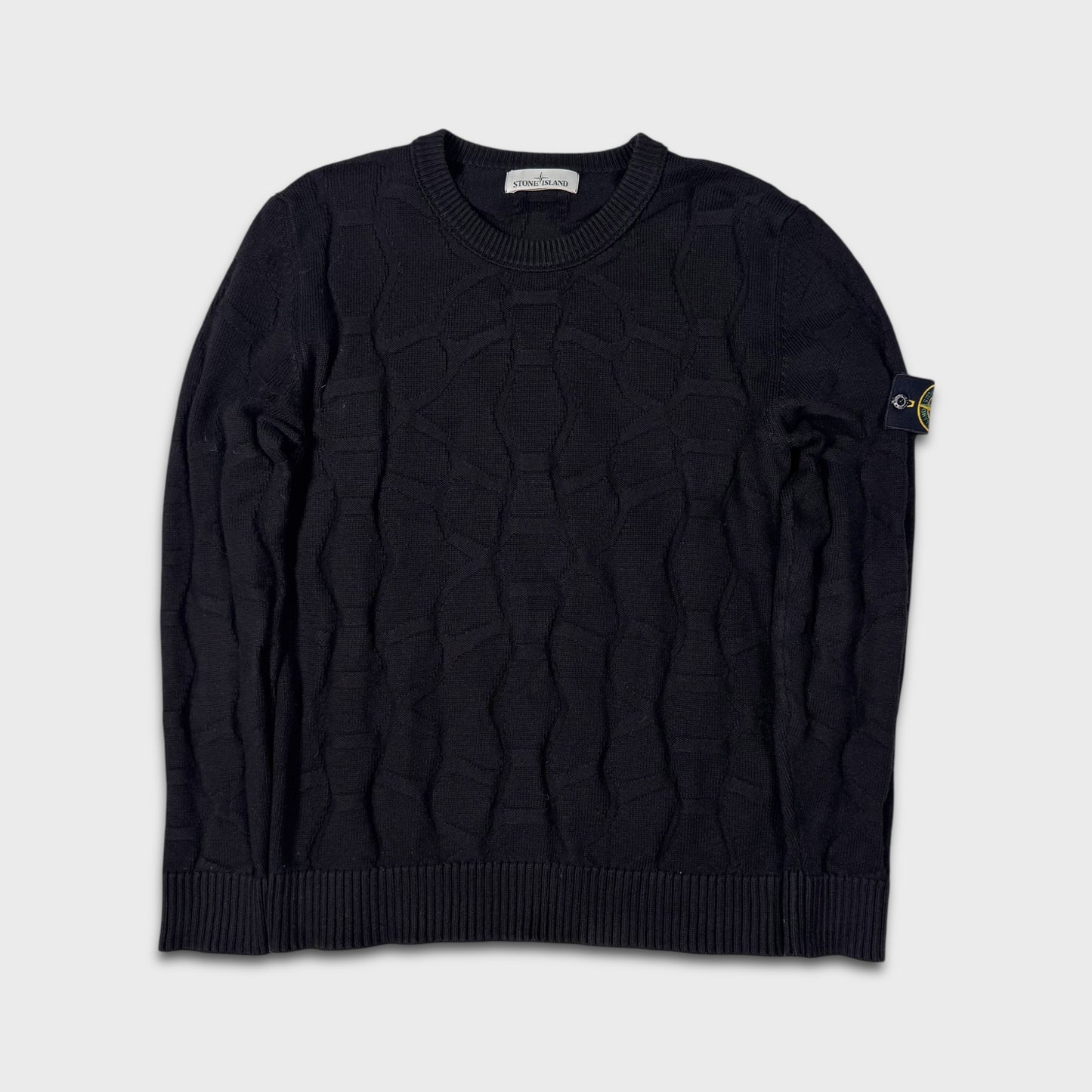 Stone Island Black Wave Pattern Knit L