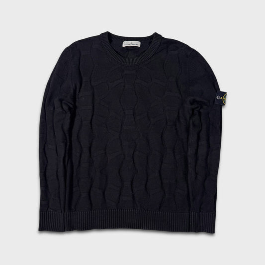 Stone Island Black Wave Pattern Knit L