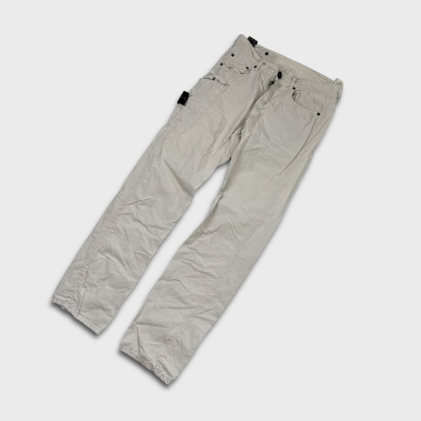 Stone Island Straight Leg White Cargo Pants W28