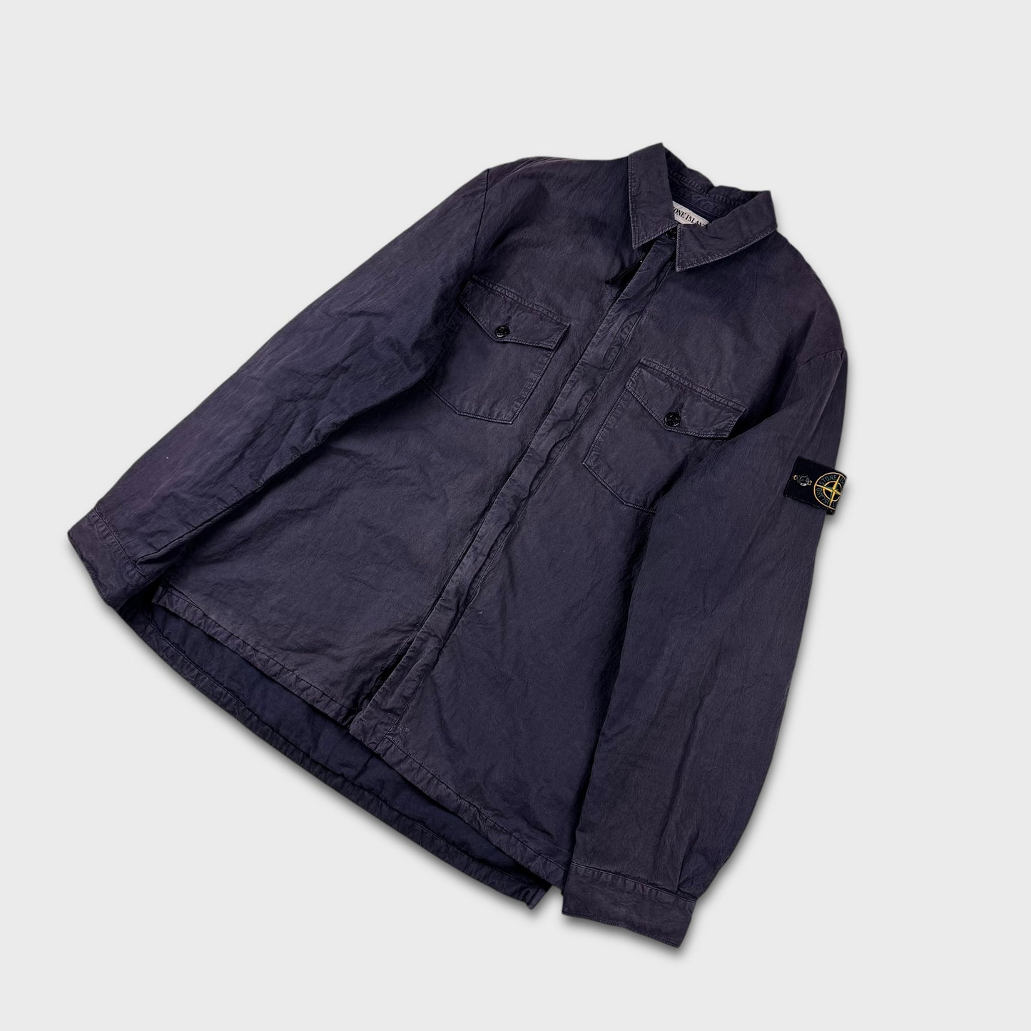 Stone Island Washed Navy Zip Overshirt XXL