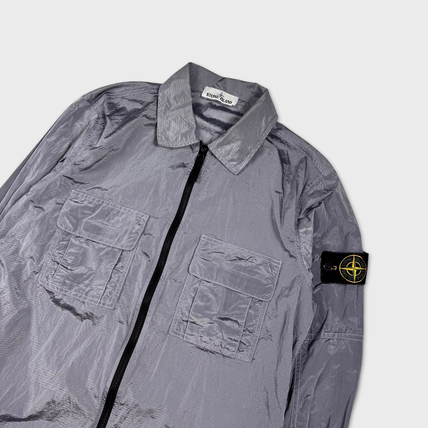 Stone Island Silver Nylon Metal Ripstop Overshirt S