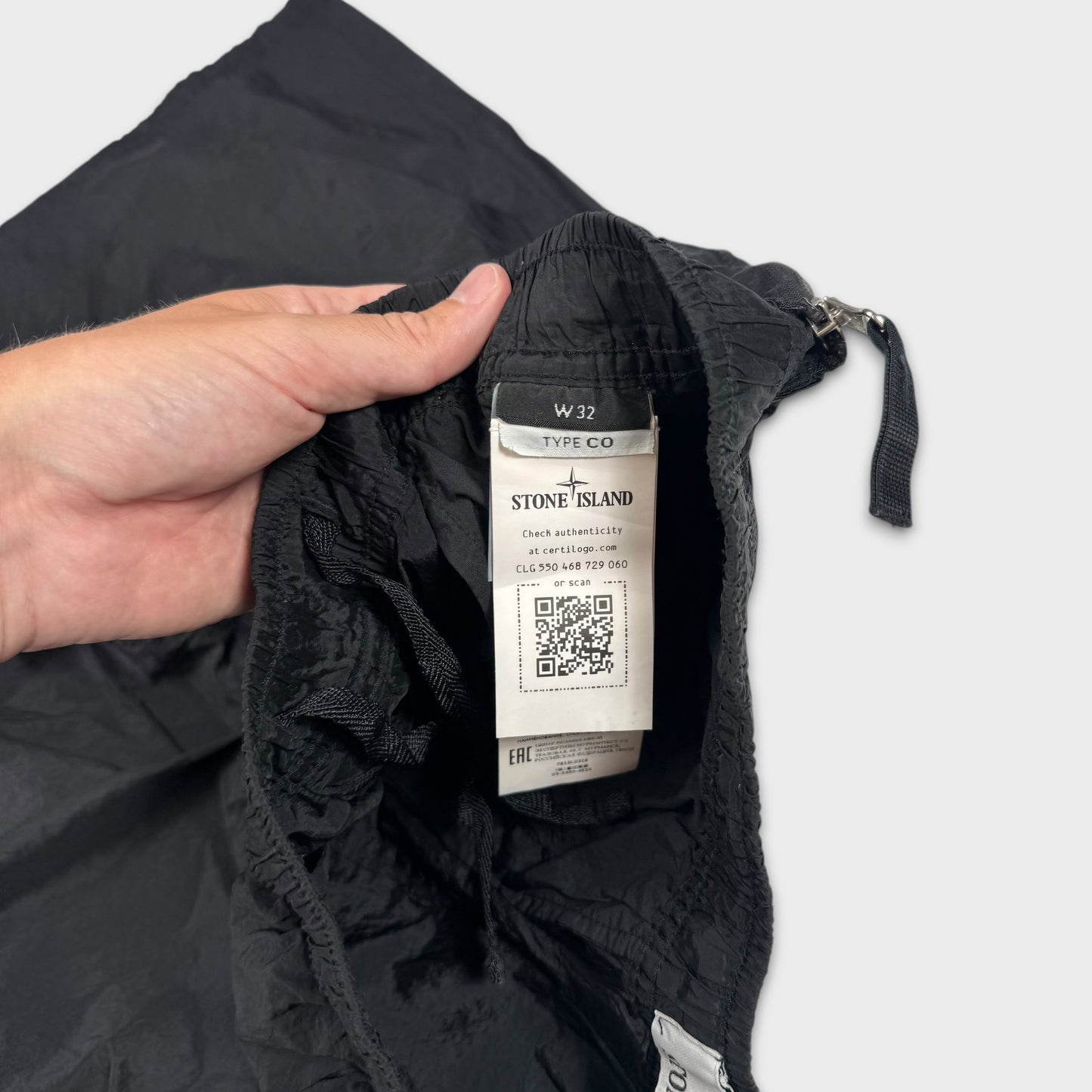 Stone Island Black Nylon Metal Badge Shorts W32