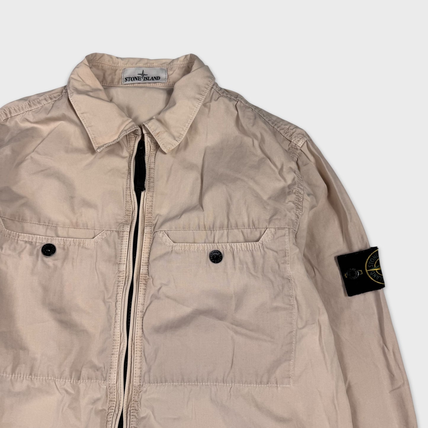 Stone Island Beige Full Zip Overshirt L