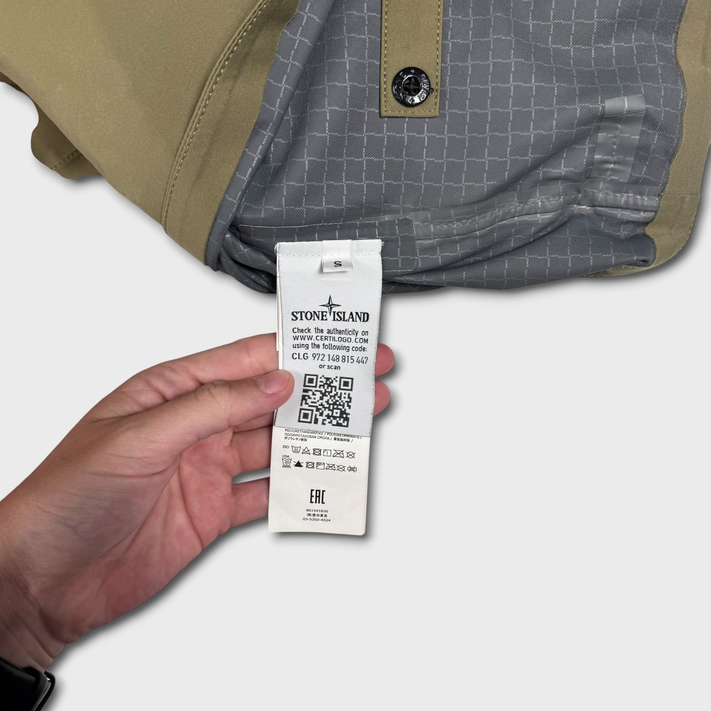 Stone Island Khaki Light Grid Soft Shell Jacket S