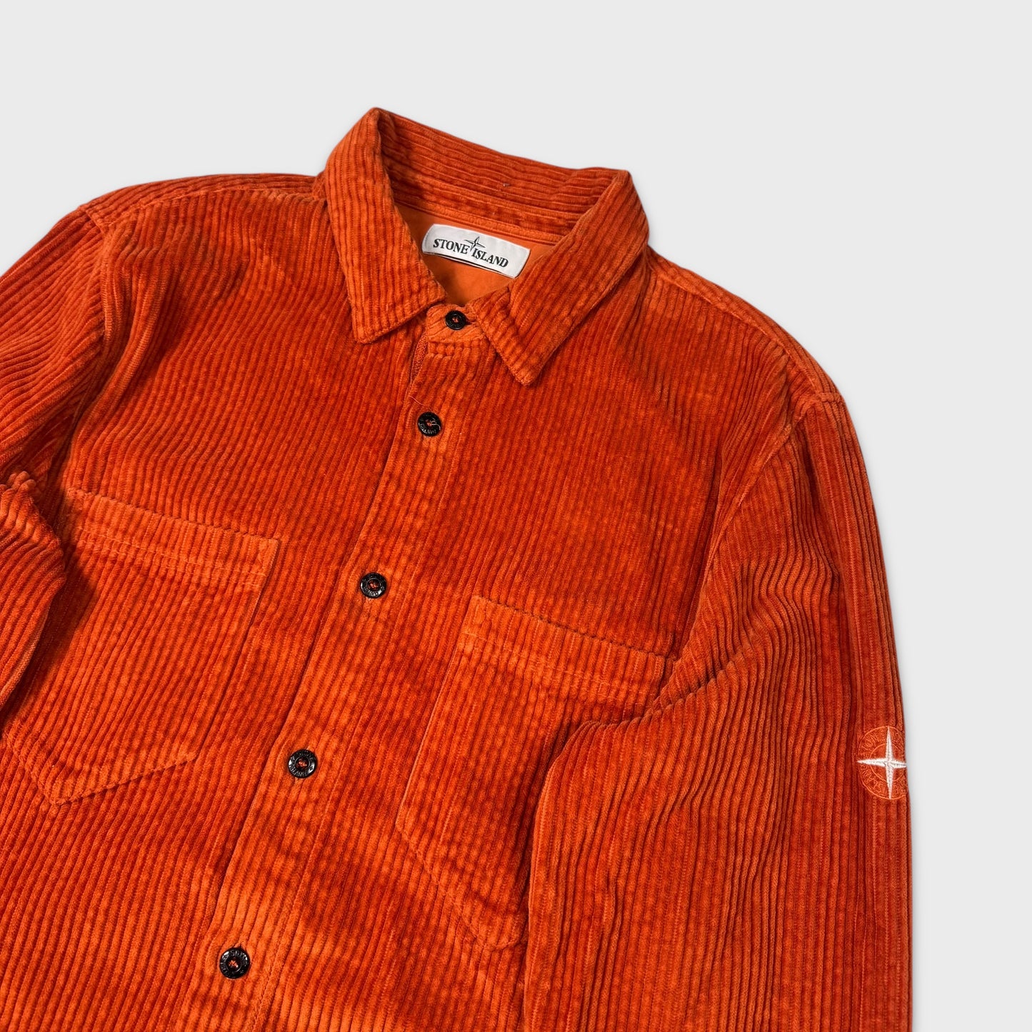 Stone Island Orange Corduroy Overshirt L